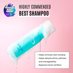 Malibu C Un-Do-Goo shampoo-dispense highlights simple application for buildup removal.