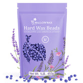 Mallowwax lavender hard wax beads texture for gentle at-home hair removal.