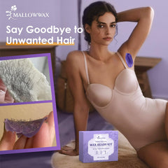 Mallowwax white unscented wax beads suitable for all hair types.