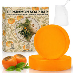 MALVAY Persimmon Soap bar lather demonstrates odor removal for all skin types.