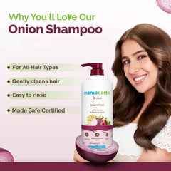MAMAEARTH onion shampoo rich lather demonstrates gentle cleansing