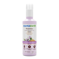 Mamaearth Rosemary Hair Oil bottle on display, supports scalp nourishment.