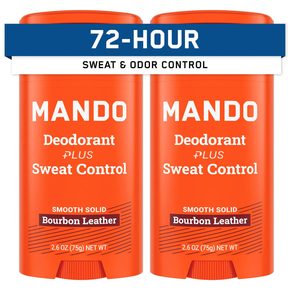 Mando Bourbon Leather deodorant stick two-pack for all-day protection.
