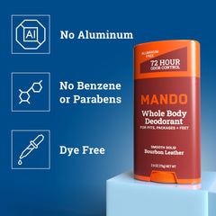 Mando Bourbon Leather packaging box shown for convenient storage and travel-ready odor protection.