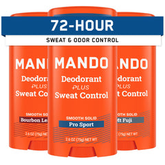 Mando Bourbon Leather packaging highlighting the 3-pack option for quick restocks.