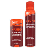 Mando Bourbon Leather solid stick delivers targeted odor protection all day.