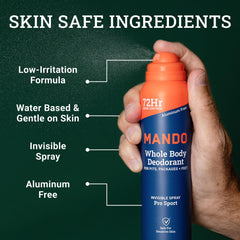 Mando Invisible Spray bottle close-up showing a smooth, invisible finish.