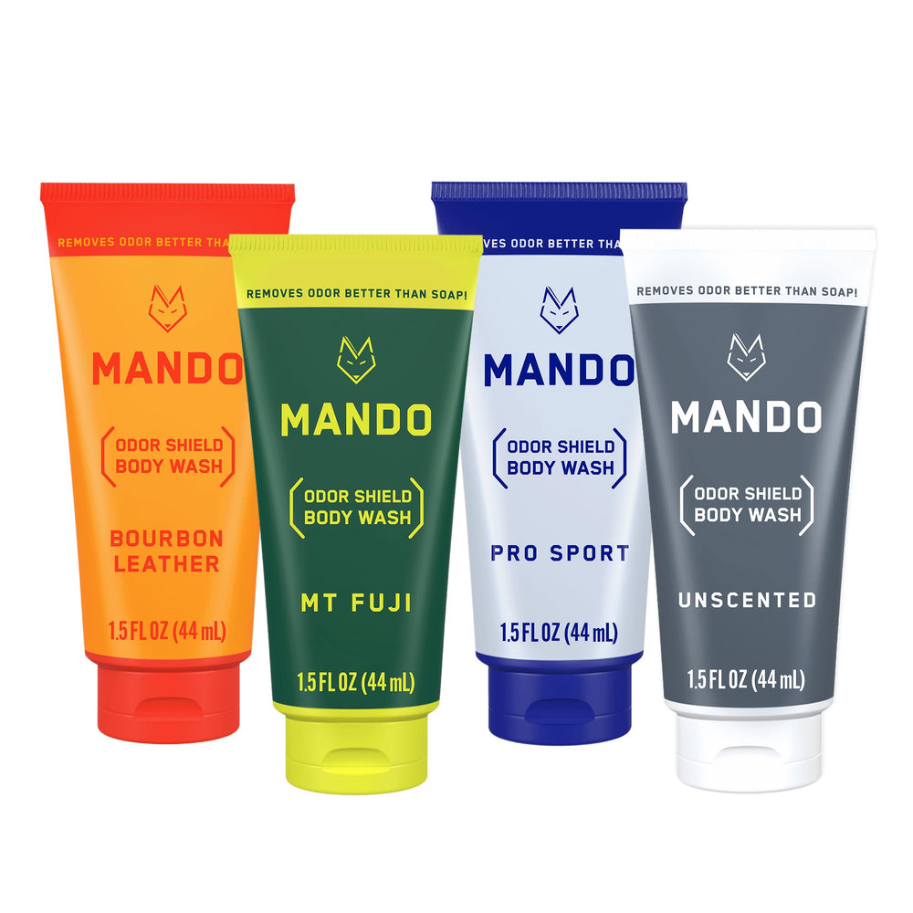 Mando Mini Bourbon Leather tube showing odor-control action for lasting freshness.