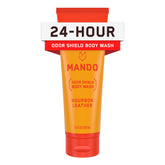 Mando Odor Shield bottle front view with bourbon leather scent for all-day freshness.