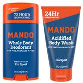 Mando Smooth Solid Stick being applied for all-day odor control.