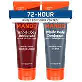 Mando whole body deodorant 3oz tube for all-day odor control.