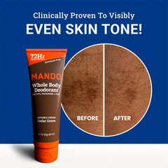 Mando Cedar Grove solid-stick deodorant for quick application.