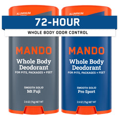 Mando Mt Fuji pack front view shows aluminum-free deodorant for all-day odor control.