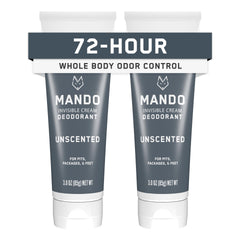 Mando Whole Body Deodorant on pits provides long-lasting odor protection.