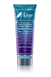 The Mane Choice Tropical Moringa sealing cream bottle boosts moisture and curl definition.