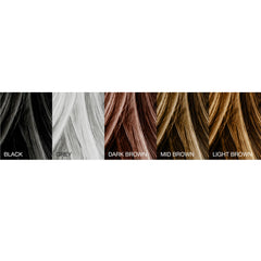Close-up of MANE fibers adhering to hair for thicker appearance.