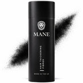 MANE Hair Building Fibers Jet Black blend naturally at the crown.
