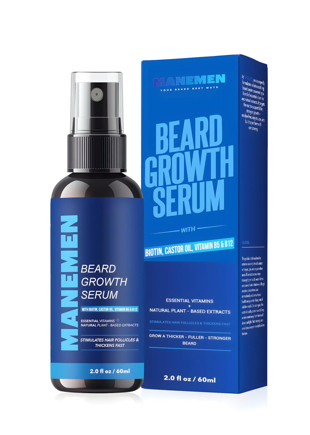 MANEMEN beard growth serum bottle for easy daily application and fuller beard.