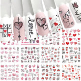 Mangoit Valentine's nail stickers with heart and flower designs for quick romantic manicures.