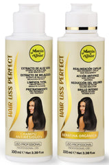 Mania de Alisar bottle showing Brazilian straightening formula for smooth hair