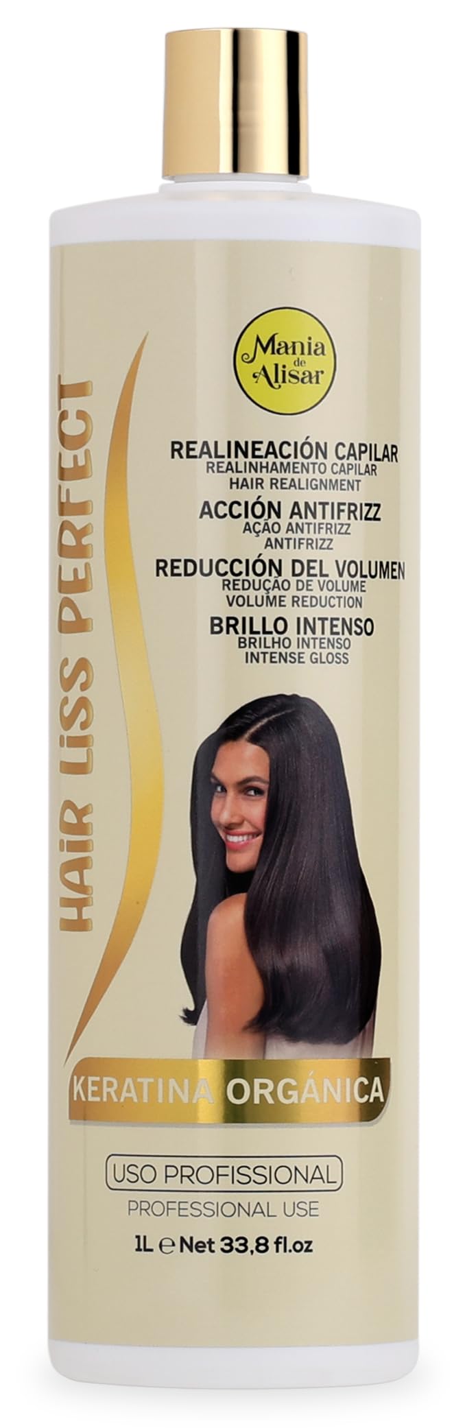 Mania de Alisar Hair Liss Perfect bottle pour for smooth, frizz-free styling.