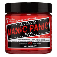 MANIC PANIC Wildfire bottle front showing bold reddish-orange shade for DIY color