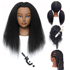 Styling and braiding on the mannequin head to simulate salon workflows.