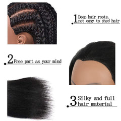 Dense real-hair mannequin head texture ready for professional braiding and styling.