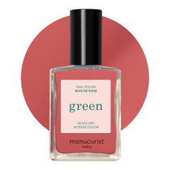Manucurist Green Bois de Rose bottle shows dusty pink shade with quick-dry glaze.