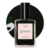 Manucurist Green Poison bottle with glitter delivers vibrant forest-green color.