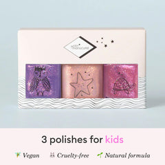 Manucurist Kids Nail Polish Set Scarlett glitter purple bottle—durable color ideal for imaginative play.