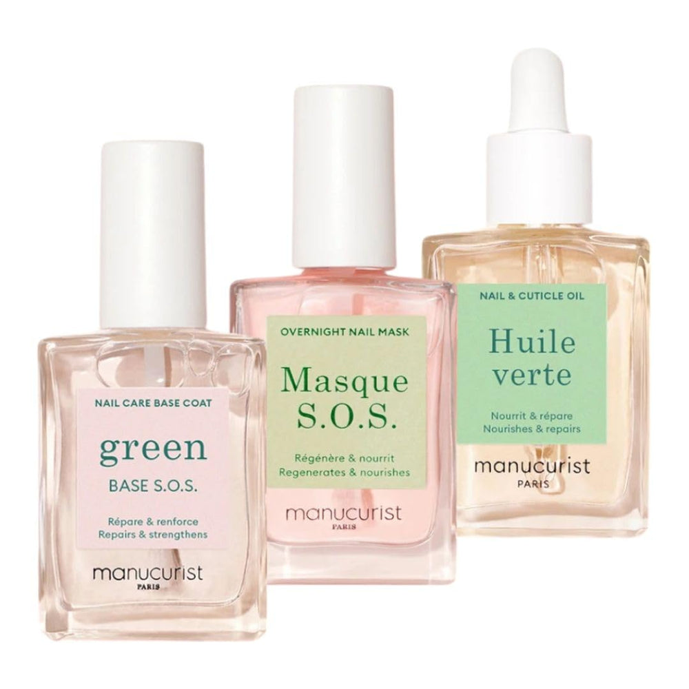 Manucurist Rescue Kit S.O.S Base Coat strengthens damaged nails.