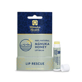 Manuka Health Lip Rescue balm tube soothing dry lips with natural honey.