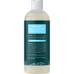 Maple Holistics deep-cleansing foam on hair suggests removal of buildup while retaining softness