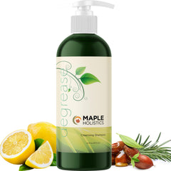 Maple Holistics Degrease bottle pour shows deep cleansing for oily hair