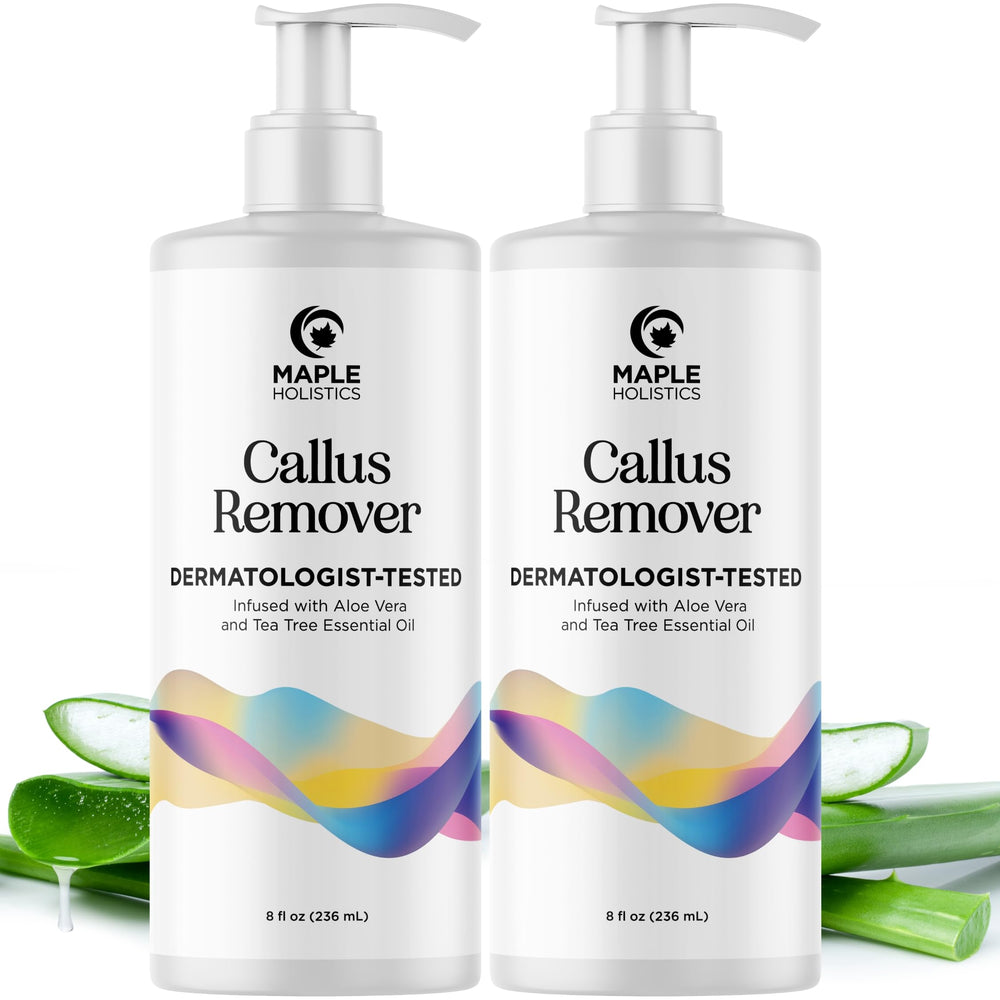 Maple Holistics foot cream bottle pour shows the 16 oz size for hydration.