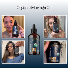 Maple Holistics Moringa Oil dropper closeup showing pure unrefined formula.