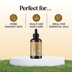 Maple Holistics Organic Jojoba Oil on hair and scalp; hydrates.