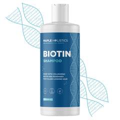 Maple Holistics Rosemary Biotin Shampoo bottle pours for gentle cleansing and light volume