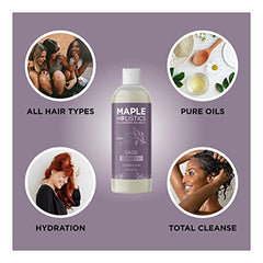 Maple Holistics Sage Rosemary Shampoo being applied to hair shows daily cleansing action.