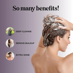 Maple Holistics Sage & Rosemary Shampoo bottle pour showing even lather for refreshed strands.