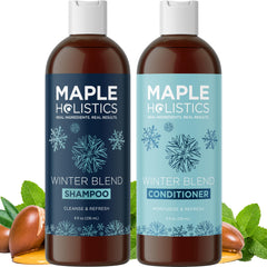 Maple Holistics sulfate-free shampoo bottle front view, refreshing hard water cleansing.