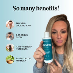 Maple Holistics biotin shampoo pour showing easy, mess-free use