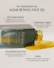 MARA retinol algae face oil dropper releasing formula for smooth skin