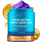 MAREE Deep Conditioning Purple Hair Mask bottle closeup for cooler blonde toning.