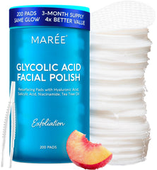 MAREE Glycolic Pads for cleansing face to start a radiant skin routine.