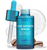 MAREE Hair Growth Serum bottle being applied to the scalp for nourishment
