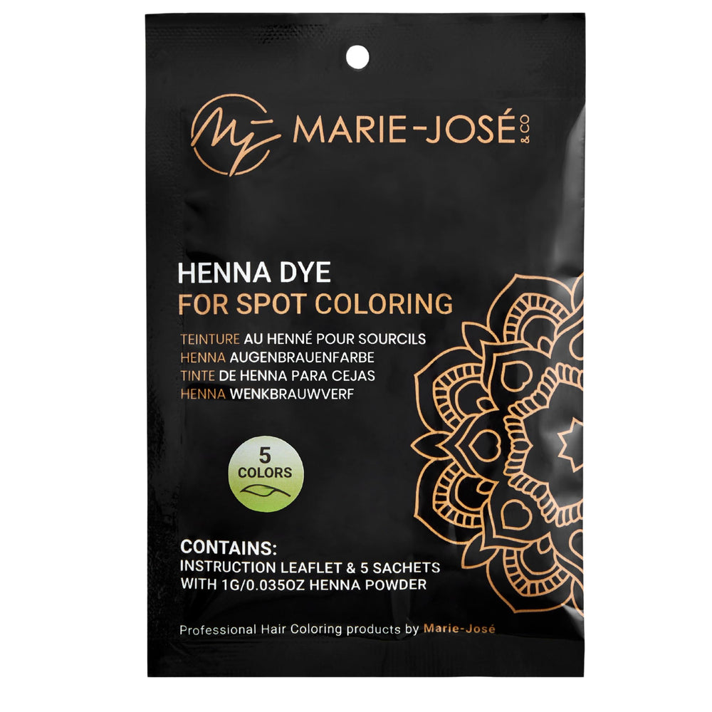 Marie-José Henna Dye bottle pour shows controlled application for precise spot coloring