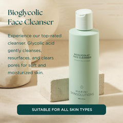 Closeup of Marini SkinSolutions Bioglycolic cleanser pour showing controlled application for exfoliation.