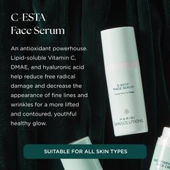 Marini SkinSolutions C-ESTA Serum bottle top highlighting compact packaging for easy daily use.
